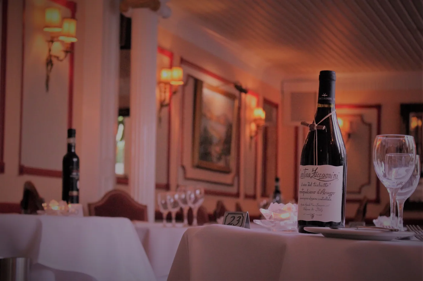 An elegant table laid for dinner in Sorrento's dining room